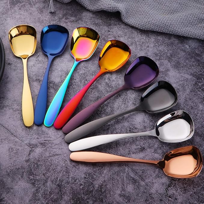 Stianless Steel Soup Spoon, Table Spoon, Set of 8 (multicolor)
