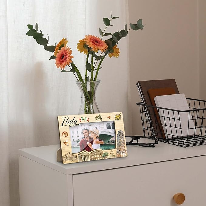 Italy Picture Frame, Engagement Wedding Picture Frames, Vacation Table Frame for Family, Italy Souvenir Birthday Gift for Friends Couples Honeymoon Gifts, Home Office Desktop Decoration -XK003