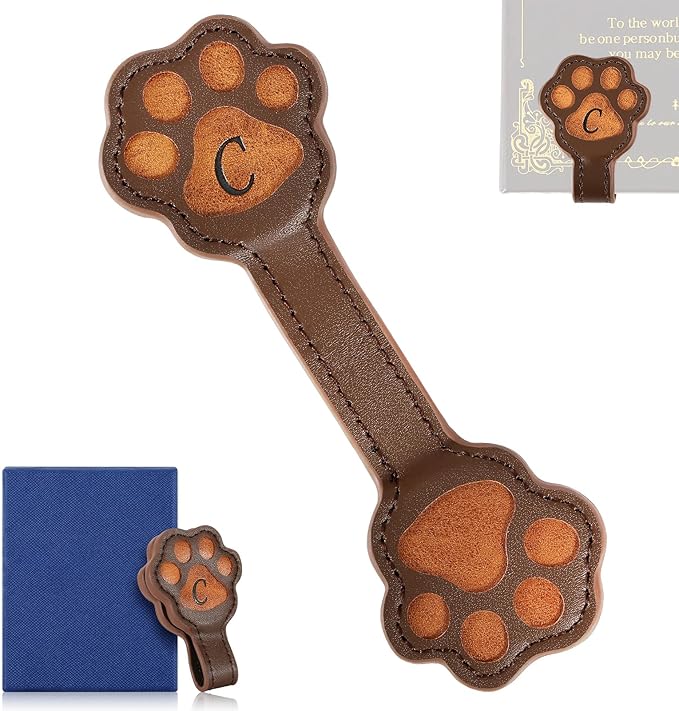 Magnetic Leather Bookmark, Cute Initial Magnetic Bookmarks Clip, Vintage Book Marker Clip Gifts for Readers, Kids, Book Lovers-C