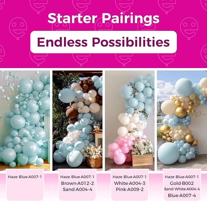 Bezente Dusty Blue Latex Party Balloons - 150 Pack 5 Inch Matte Small Helium Slate Balloons for Bridal Shower Wedding Birthday Party Decorations