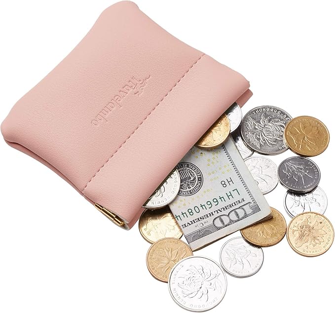 Travelambo Leather Squeeze Coin Purse Pouch Change Holder For Men & Women