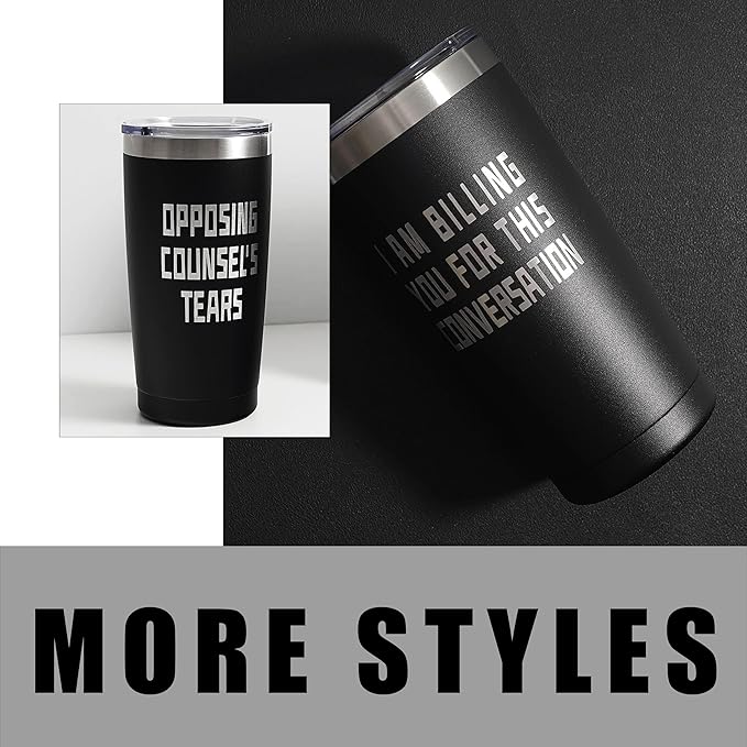 ARIABLE Allegedly Tumbler - Lawyer Gifts for Men & Women, Law School Gift, Funny Law Students Gifts, Future Lawyer, Attorney, Birthday, Christmas, 20oz Engraved Mug Cup, Black