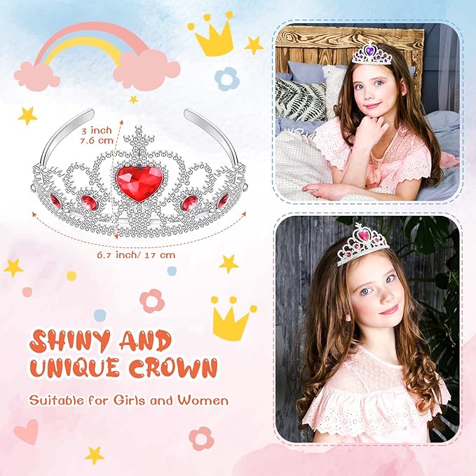 Zhanmai 24 Pcs Tiara Crown Set Princess Crown for Girls Plastic Tiaras Dress up Costume Party Favor Accessories Kid Birthday (Bright Colors)