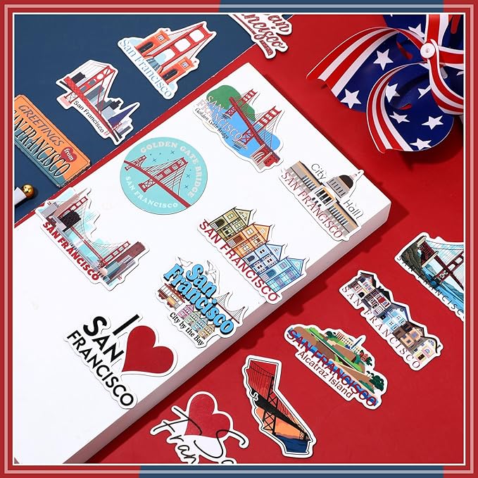 Konohan 30 Pcs San Francisco Souvenirs Gifts San Francisco Magnet for Refrigerator City Magnetic Refrigerator Stickers for Home Decoration