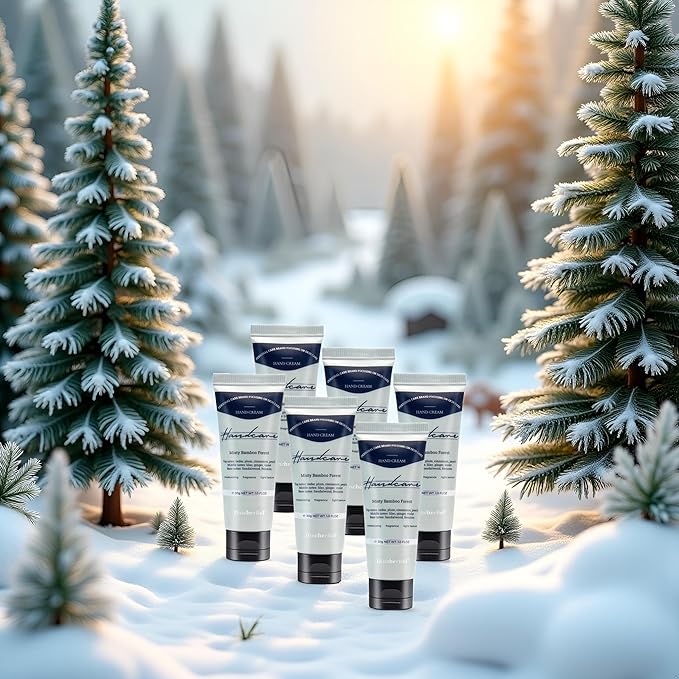 DincherBel 6 Pack Travel Size Hand Cream Set - 1 oz Moisturizing Lotion for Dry Cracked Hands, Misty Bamboo Forest Scented Hand Lotion Gift for Women, Nurses, Teachers, Bridesmaids Gifts