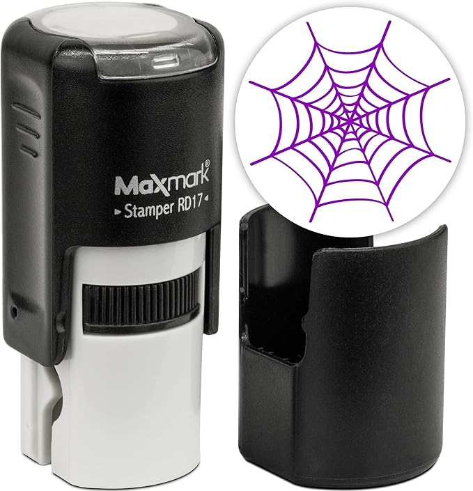 MaxMark Round Self Inking Halloween Stamp - Purple Ink