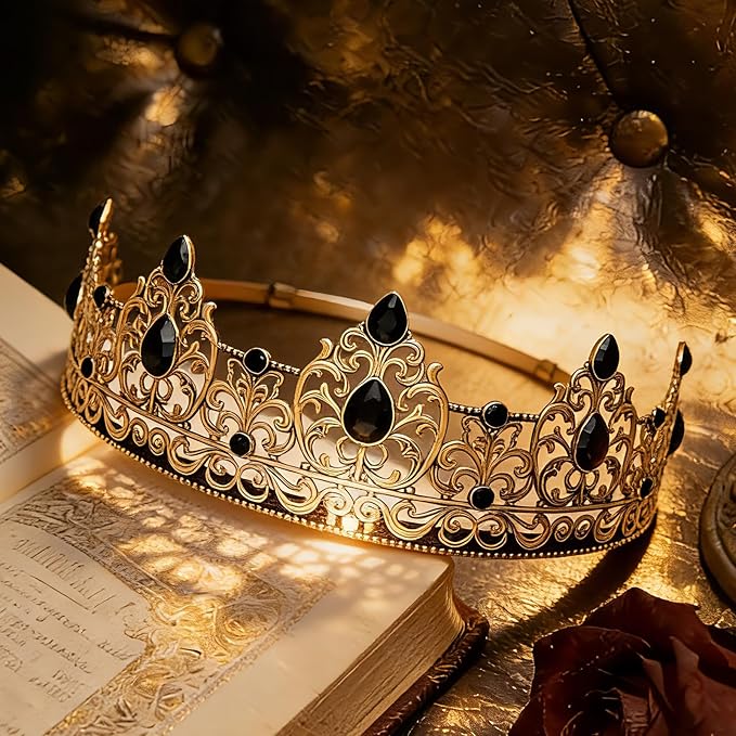 King Crown & Birthday Sash for Birthday Prom Party, Prom Decoration Gifts for Men, Costume Wedding Halloween