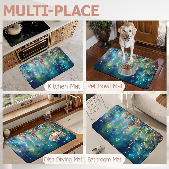 Non Slip Bath Mat,Abstract Flowers Bathroom Decor,Spring Floral Diatomaceous Bath Mat Quick Dry Absorbent Bathroom Rugs-Shower Rug for Kitchen Laundry Bathtub Shower 17"x29.5"