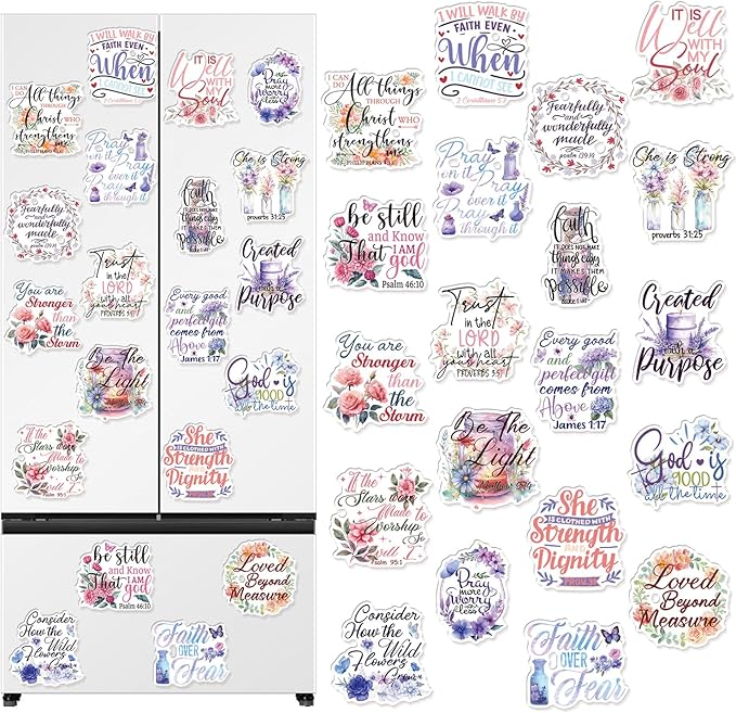 Bible Verse Fridge Magnets - 20Pcs Inspirational Christian Refrigerator Magnets Boho Motivational Floral Fridge Magnet Religious Scripture Faith Magnets for Home Office Kitchen Locker Decor