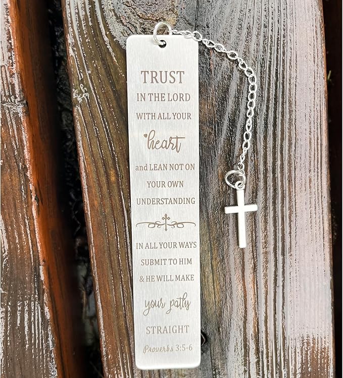 Christian Bookmark Gifts for Women Girls Boys, Inspirational Religious Book Mark Markers Faith (Trust in The Lord with Your Heart)