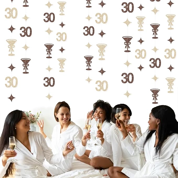 Champagne Gold Brown 30th Birthday Decorations Espresso Martini Garland Streamer Banner Decor for Women A Tini Bit Older Martini Birthday Cheers to 30 Years Happy 30th Anniversary Bar Party Supplies