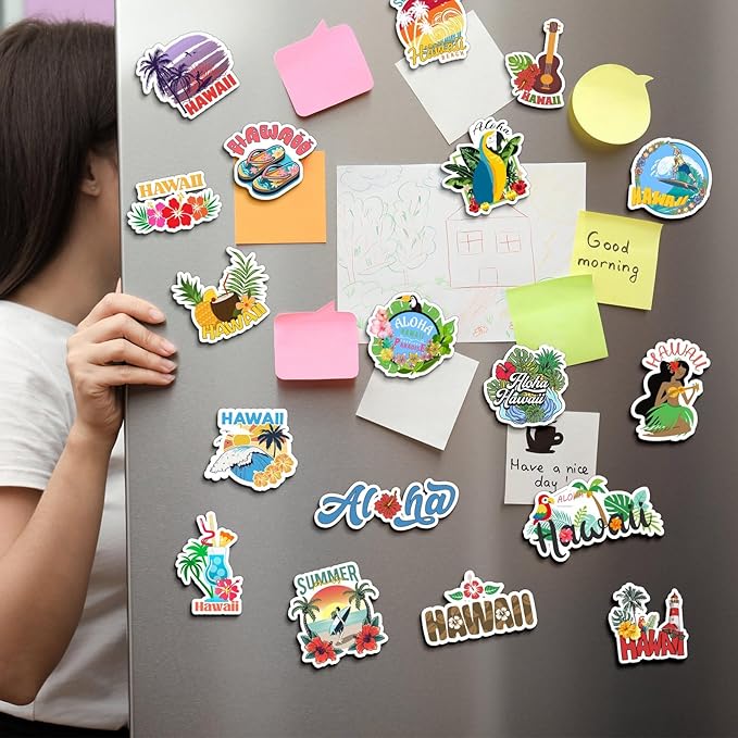Konohan 30 Pcs Hawaii Souvenirs Gifts Hawaii Magnet for Refrigerator City Magnetic Refrigerator Stickers for Home Decoration