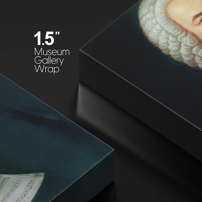 wall26 Canvas Print Wall Art Portrait of Johann Sebastian Bach People Pop Culture Historical Realism Famous Closeup Colorful Multicolor Classical for Living Room, Bedroom, Office - 12"x18"