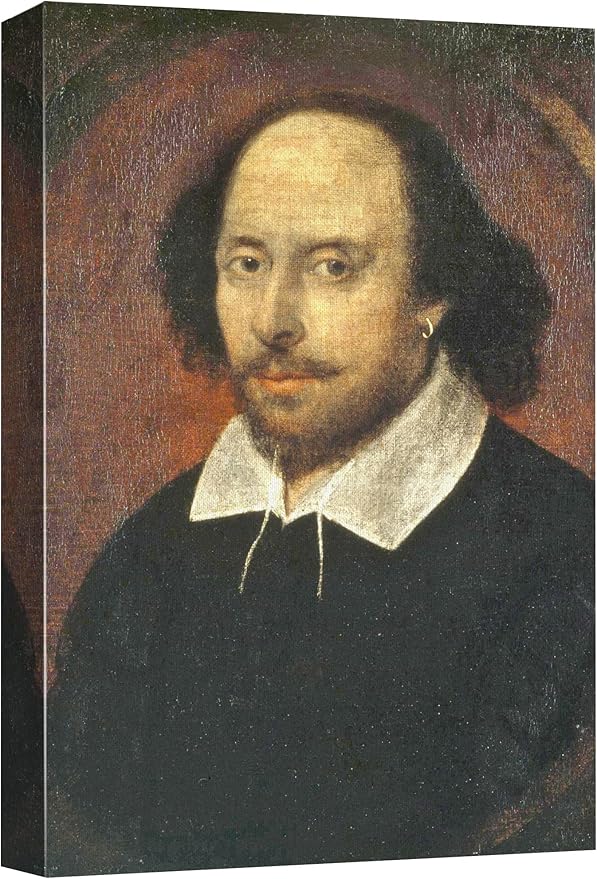 wall26 Canvas Print Wall Art Portrait of William Shakespeare People Pop Culture Historical Realism Famous Closeup Colorful Multicolor Classical for Living Room, Bedroom, Office - 24"x36"