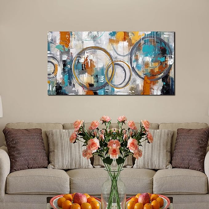 JKWALL77 Abstract Painting for Living Room Canvas - Modern Art Work for Office Walls Ready To Hang 20" x 40"