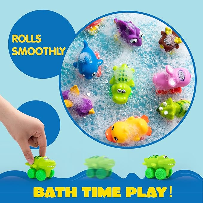 JOYIN Animal Cars, Soft Rubber Car Set Toy, Baby Mini Vehicles, Bath Toy Car for Boys and Girls,Summer Beach and Pool Activity Gift, Party Favors for Kids, Christmas Kids Gifts