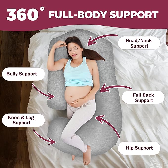 PILLANI Pregnancy Pillows for Sleeping - V C U Shaped 57inch Full Body Pillow with Removable Washable Cover, Cooling Maternity Pillow for Pregnant Women, Support for Back Belly Legs Hip