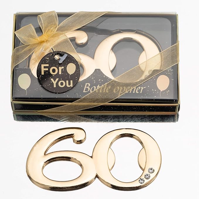 24PCS Latest 60 Bottle Openers for 60th Birthday Party Favors or 60th Wedding Anniversary Party Gifts 60th Birthday Party Gifts Souvenirs Decorations for Guests