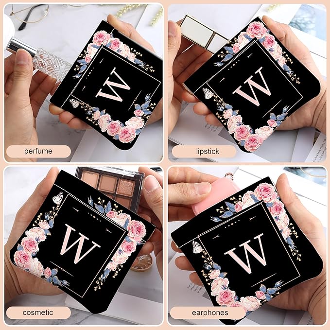 2Pcs Initial Letter PU Leather Small Squeeze Coin Purse Pouch Mini coin Bag Unique And Cute Wallet Cosmetic Bags For Women Girls Men Change Bag Letter W