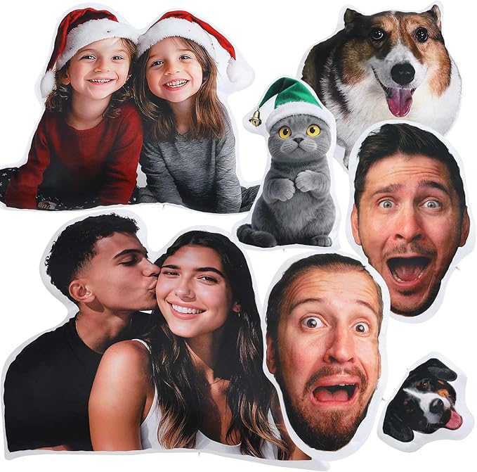 Custom4U Custom Pet Pillow with Picture Personalized Dog Face Pillow Double Side Print Funny White Elephant Gifts for Adults (32inches)