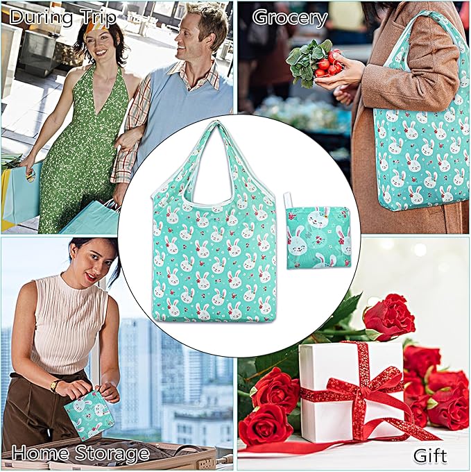 LOLOMLO 6 Pack Eco-Friendly Reusable Grocery Bags Lightweight Durable Washable Shopping Tote Foldable Outings Storage Pouch