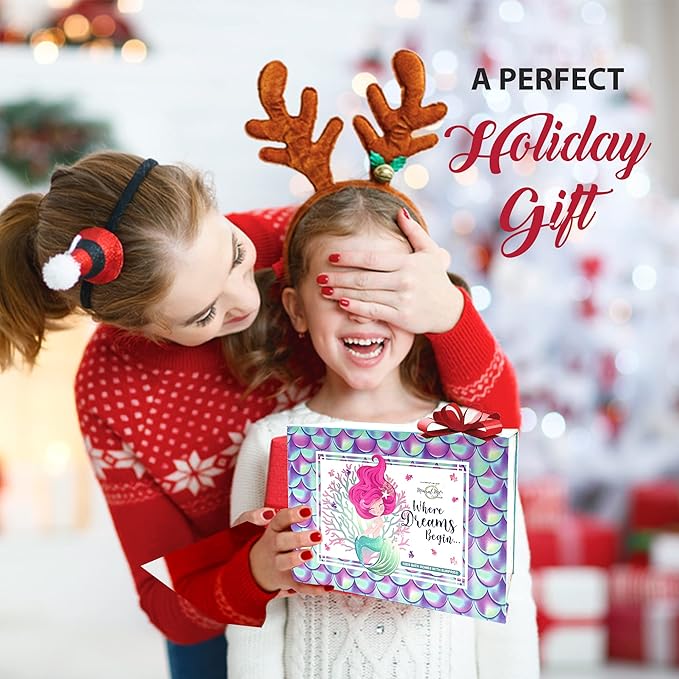 Bath Bombs for Kids with Surprise Inside, Mermaid Bath Bombs for Girls with Jewelry & Jewelry Box for Kids Organic, Skin Moisturizing, Natural Bubble, Birthday Gifts for Boys, Girls