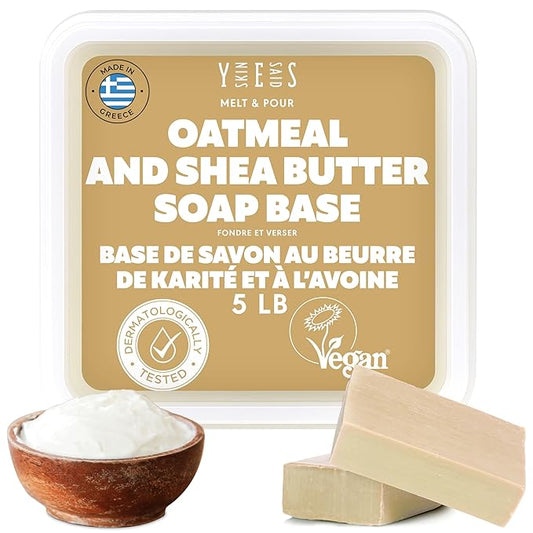 5Lb Oatmeal Soap Base - Bulk Melt and Pour Organic Soap Making Supplies - SLS/SLES Free, No Palm Oil, All Natural - Perfect for DIY Projects, Gentle on Skin, Moisturizing