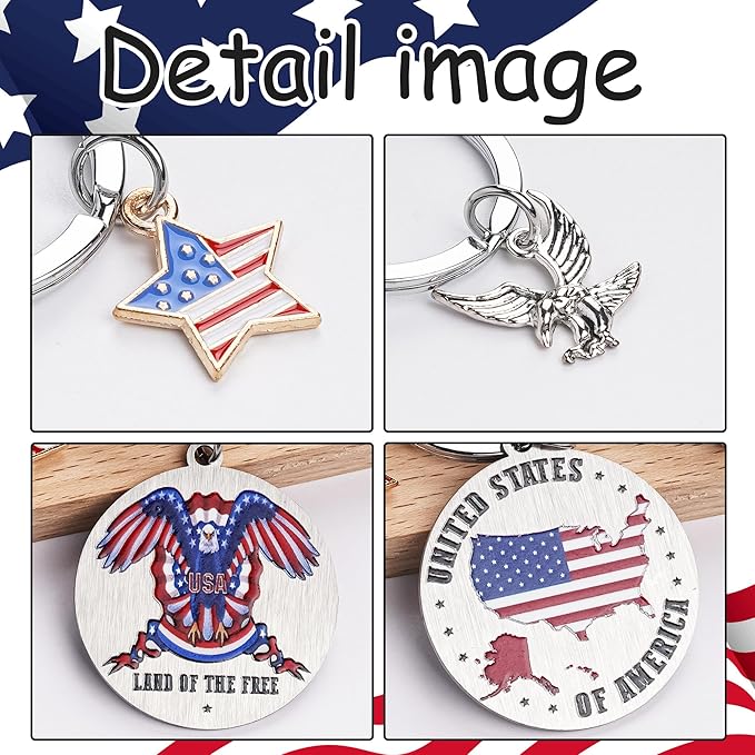 Patriots Gifts American Flag Keychain - America United States Map Keychains, Inspirational USA Souvenir Keyring for Men Women