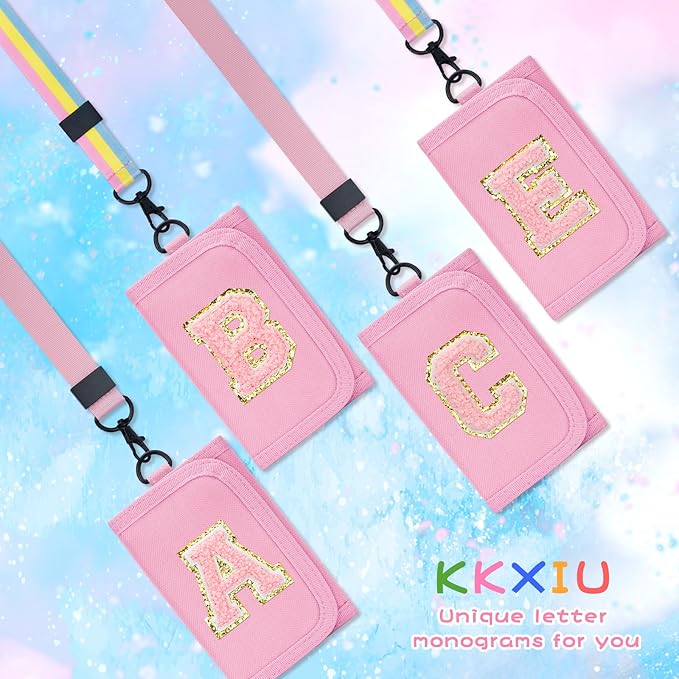Gifts for Girls 3 4 5 6 7 8 9 10 11 12 Years Old Kids Wallet Cute Initial Coin Purse Toddler Wallet with Magic Sticker (Pink, S)