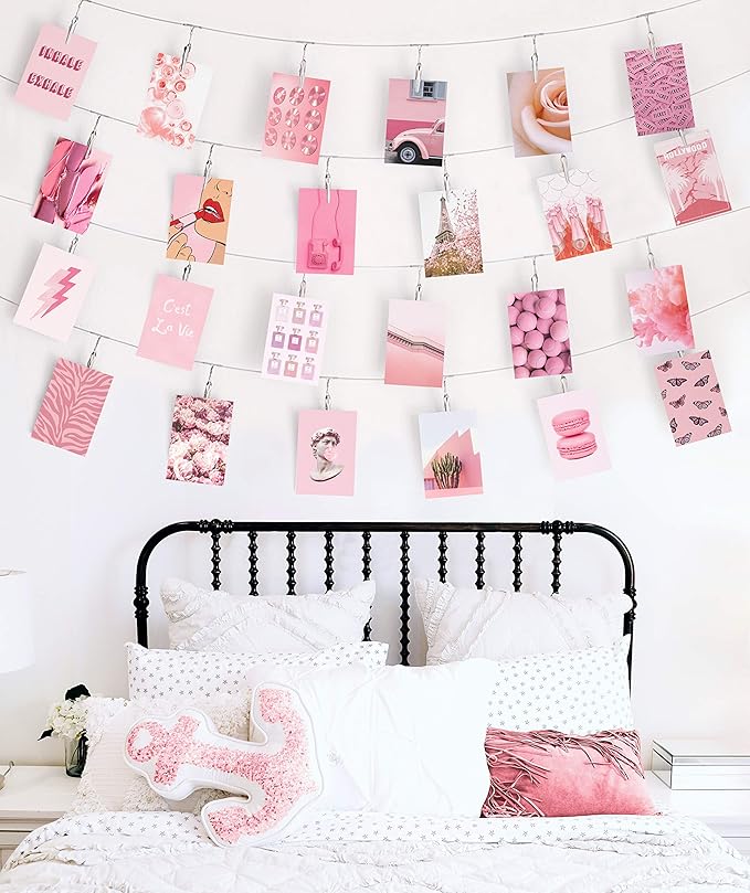 HAUS AND HUES - Pink Collage Set (30 Aesthetic Pink Wall Photos for Bedroom)