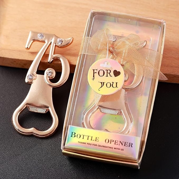 16PCS 75 Bottle Openers 1950 Birthday Party Favors for Guests Gifts Women,75th Birthday Party Favors,75th Wedding Anniversary Golden Wedding Bridal Shower Souvenirs Bottle Opener (16,Gold 75)