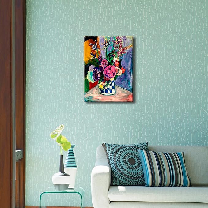 Wieco Art Canvas Prints Wall Art Still Life of Peonies in a Vase 1907 by Henri Matisse Abstract Canvas Art Print for Wall Decor and Home Office Decorations