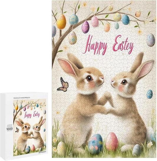 Wooden Puzzle - Easter and The Rabbit Jigsaw Puzzles，Wooden Puzzles for Adults 1000 Pieces Unique Gifts for Wall Art，Challenge Puzzles，Educational Games，Family Puzzles