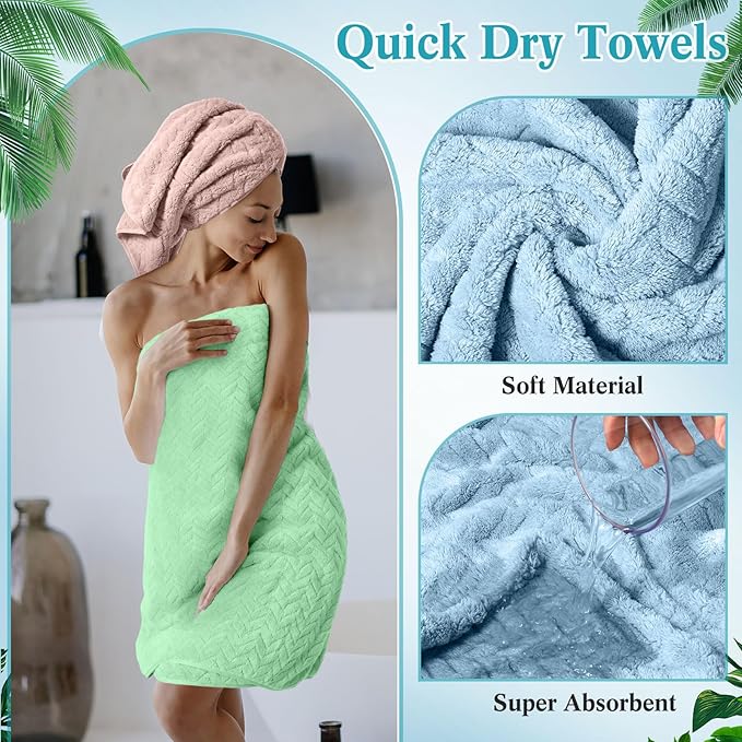 Mixweer 16 Pieces Bath Towels Set Quick Dry Towel Set for Bathroom Included 4 Bath Towels 4 Hand Towel and 8 Washcloths Absorbent Bathing Coral Velvet Washcloth for Shower Spa Hotel (Macaron Color)