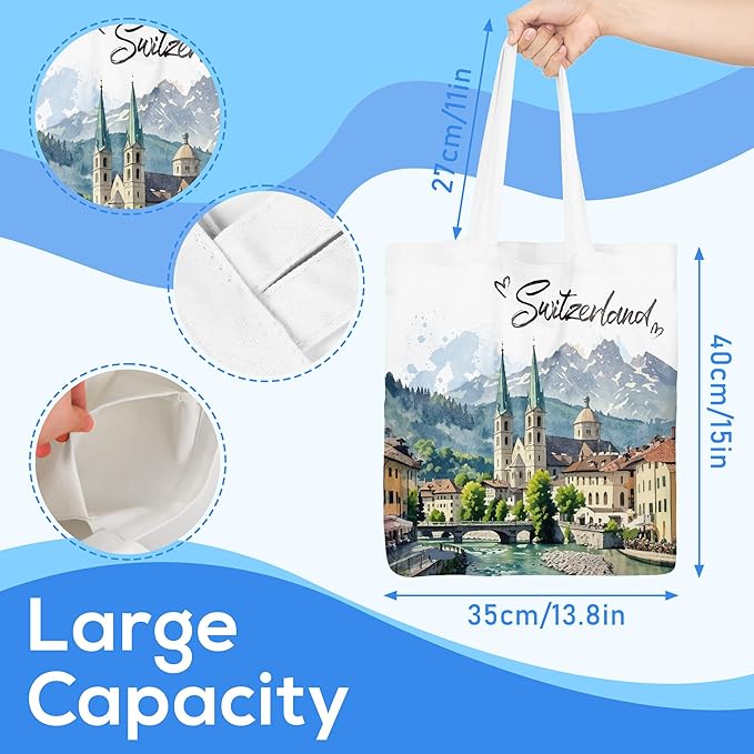 Europe Travel Souvenirs Gifts Tote Bags Reusable Grocery Bags London Paris Switzerland Gifts for Women