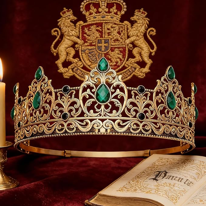 King Crown & Birthday Sash for Birthday Prom Party, Prom Decoration Gifts for Men, Costume Wedding Halloween