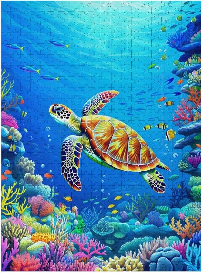 Jigsaw Puzzles for Adults 500 Piece - Sea Turtle Wooden Puzzle，Puzzle Games， Stress Relief Games，Funny Puzzles，Unique Gifts for Wall Art ，Family Puzzles，Educational Games