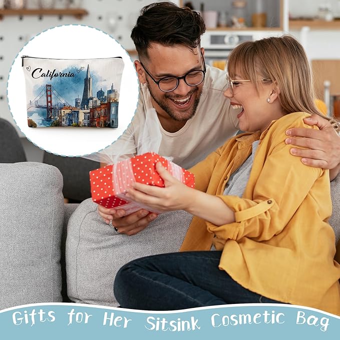 California Souvenirs Gifts Travel Essentials - City Scenery California Travel Must Haves, Cosmetic Makeup Bags Gifts for Women Girls Purse