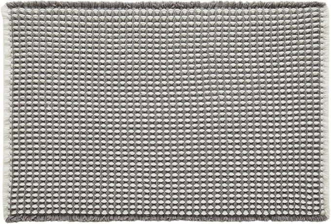 Waffle Bath Mat, Boho Bathroom Rugs Non Slip Washable Super Absorbent Quick Dry Bath Mat Farmhouse Bathroom Decor, 24"x16" Grey and White