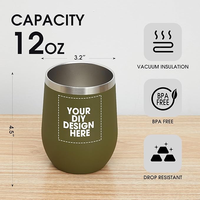 Personalized Wine Tumbler Glasses Print in USA Stainless Steel Travel Customized Coffee Cup with Lid & Straw Double Wall Insulated Mug with Colorful Text Logo Photo