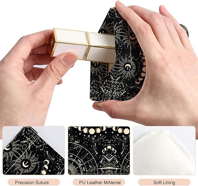 2Pcs PU Leather Small Squeeze Coin Purse Pouch Mini coin Bag Unique And Cute Wallet Cosmetic Bags Change Bag For Women Girls Men Constellation