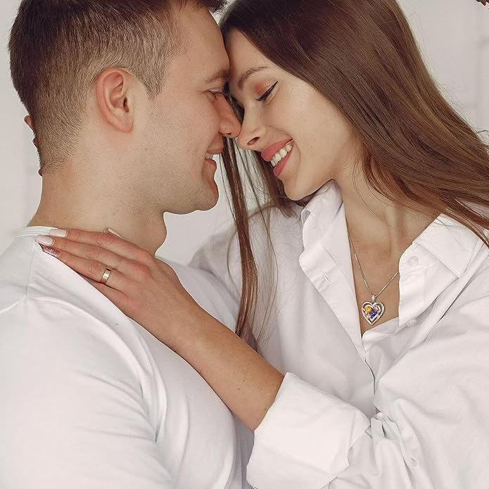 Iefil Valentines Day Gifts for Her - Sterling Silver Birthstone Necklace Anniversary Birthday Gifts for Her Wife Mom Daughter