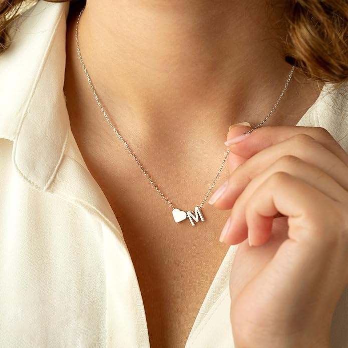 Turandoss Valentines Day Gifts for Kids Teen Girls - Dainty 18K Gold Plated Heart Initial A-Z Pendant Necklace Trendy Jewelry Heart Necklaces Birthday Valentines Day Gifts for Girlfriend Wife Women