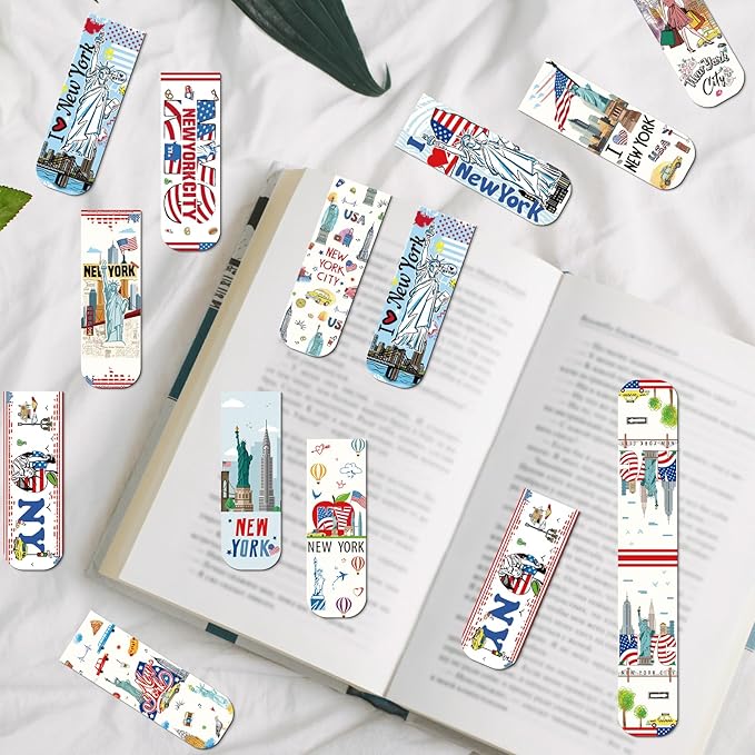 New York Magnetic Bookmark Gifts - Wxiben 48PCS City Travel Magnetic Bookmarks NYC Book Marks Magnets USA City Page Marker Clip for Women Book Lovers Traveler Students Teacher New York Souvenirs Gift