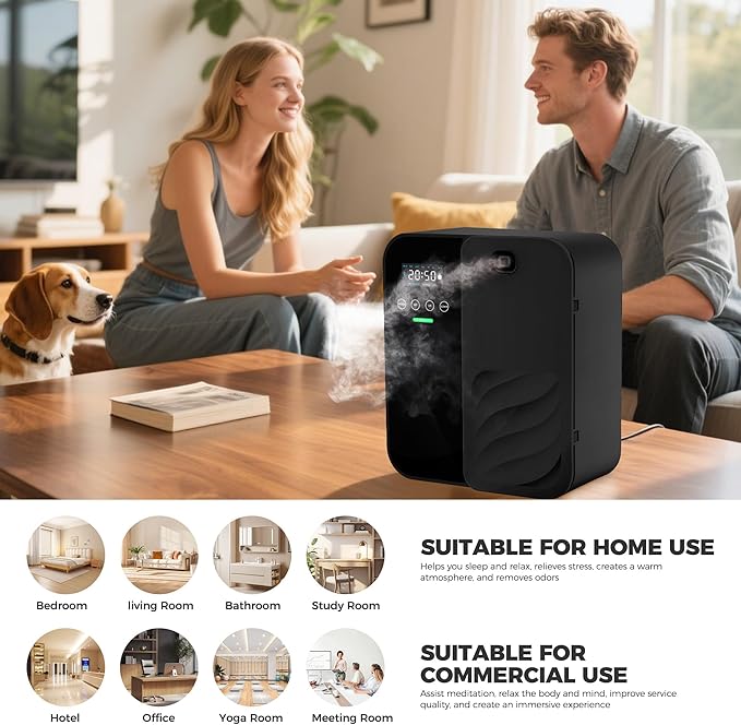 Hotel Scent Diffuser, House Scent Machine, 5000 Sq.Ft of Coverage, 500ml Large Capacity Aromatherapy Machine, Scent Diffusers for Home Large Room, Office Waterless Essential Oil Diffuser
