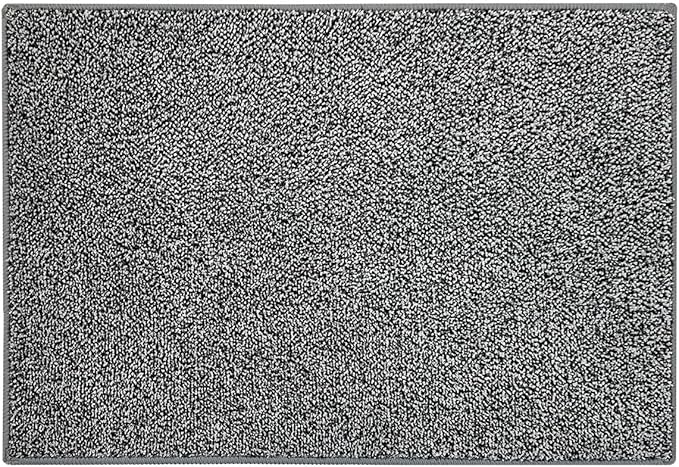 HDFK Bathroom Rugs | Non Slip Washable Bath Mats 30x20 Inches 2 Tone Chenille Medium Pile Floor Mat | Water Absorbent Grey and White Decor | Shower Rug for Shower Wet Dry Zone & Home