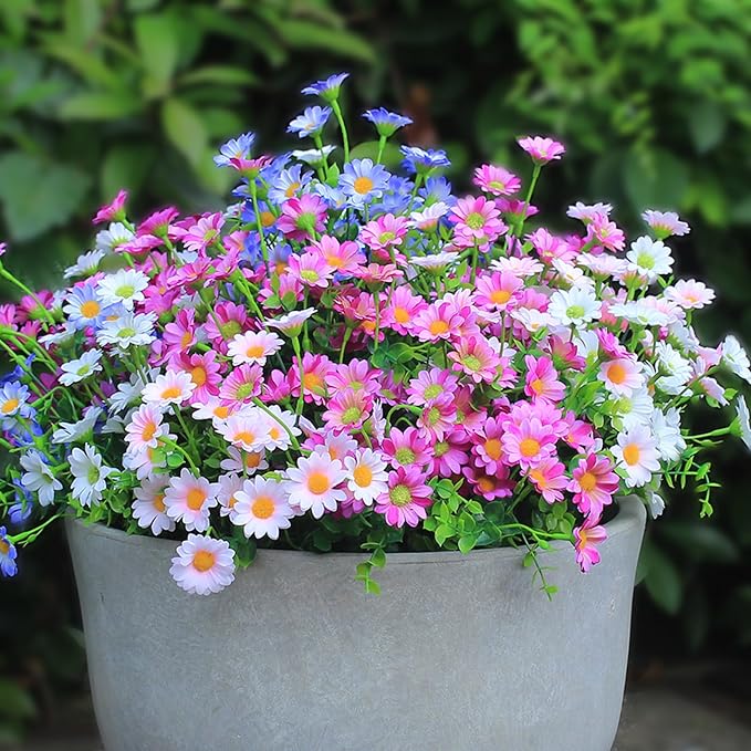 alyptus Enhance Your Outdoor Space Artificial Flowers & Plants 20 Bundles Anti-UV Simulated Flowers Lifelike Fake Silk Colorful Daisy Bulk for Christmas Thanksgiving Decoration (20 Bundles 1#)