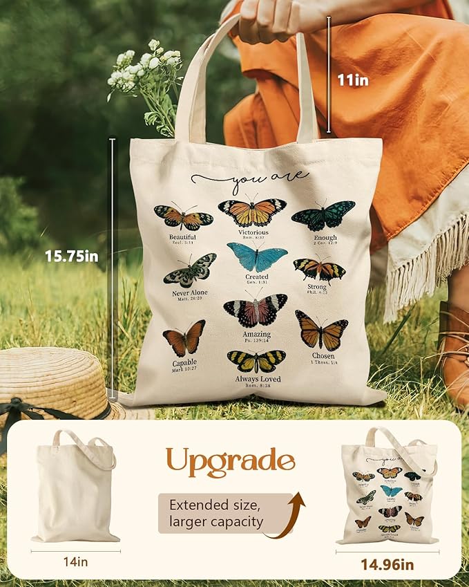 Miss Adola Aesthetic Tote Bag for Girls - with Magnetic Buckle and Zipper Inner Pocket for Women Lady Canvas Cotton Tote Bag