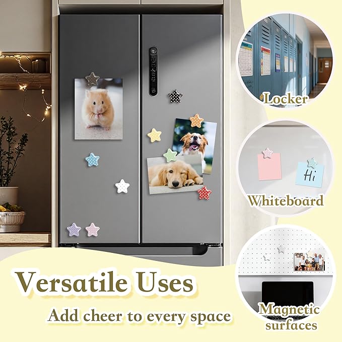 16 Pcs Fridge Magnets Polka Dot Stars Pattern Refrigerator Magnets Strong Magnetic Cute Small Decorative Designs for Office, Kitchen, Home, Locker, School, Cabinet, Whiteboard & Gift