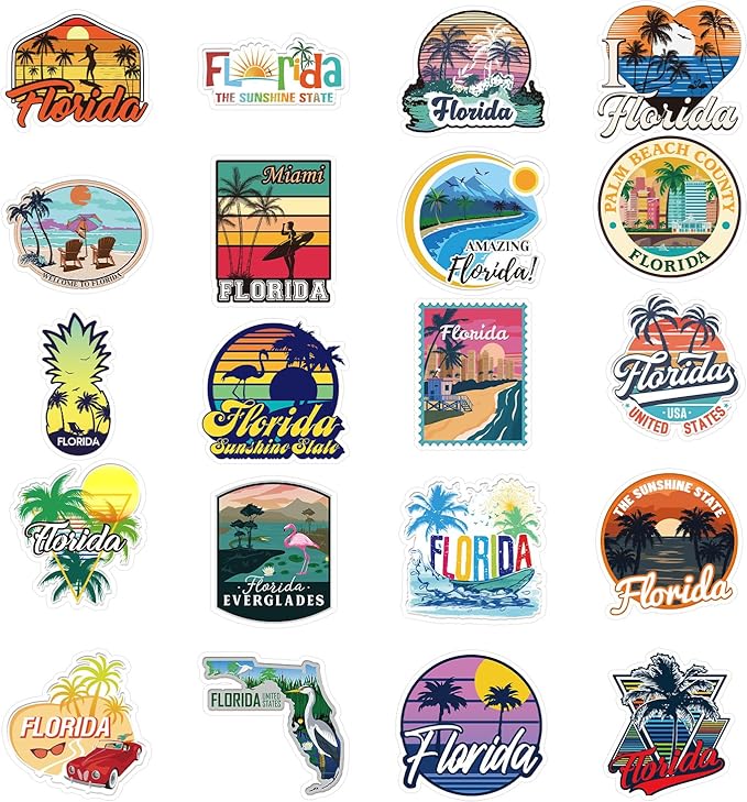 20 Pcs Florida Fridge Magnet Souvenirs - Florida Refrigerator Magnet USA State Coconut Tree Travel Souvenirs Gifts Refrigerator Stickers for Home Kitchen Office Cruise Decor